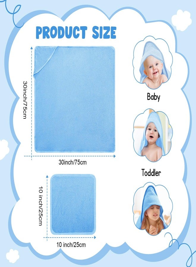 مجموعة مناشف قطنية للأطفال من موسلين مكونة من 8 قطع، مزودة بغطاء رأس، بالإضافة إلى مناشف استحمام قطنية للأطفال حديثي الولادة، وبطانيات ماصة للأطفال الرضع، هدية مثالية للجنسين، مناسبة للفتيات والفتيان (سلسلة زرقاء). - Image 3